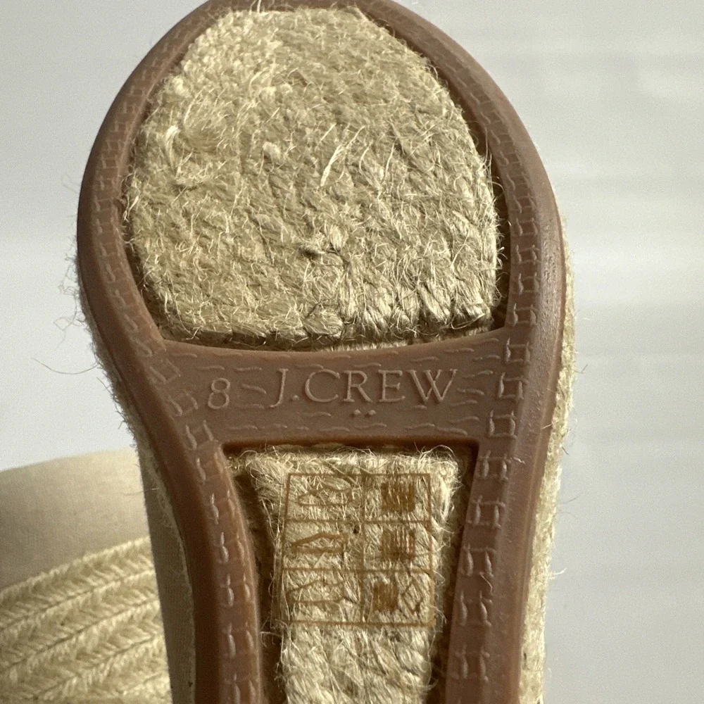 Coastal Grandma Espadrille Wedge Canvas Pumps Neutral J.Crew Size 8 Boho Resort